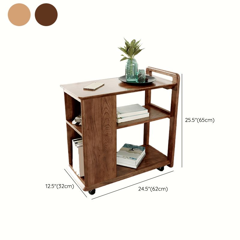 Living Room Side End Table Solid Wood with Storage Rectangular Corner Table