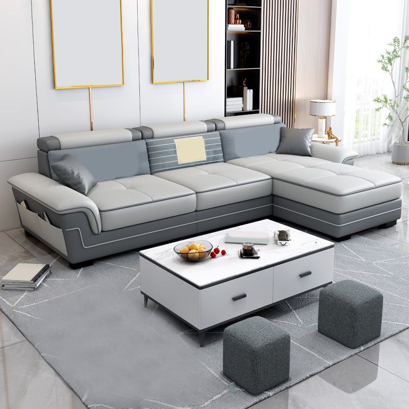 82.68" W √ó 57.09" D √ó 35.43" H High Back Pillow Top Arm Sectional with Slipcovere