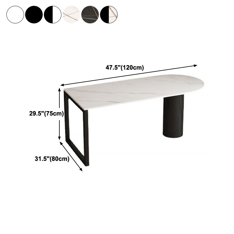 Free Form Sintered Stone Dining Table Modern Dining Table with Double Pedestal for Home