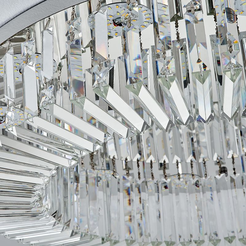 Round Modern Ceiling Mounted Lights LED Crystal Ceiling Mount Lighting for Living Room