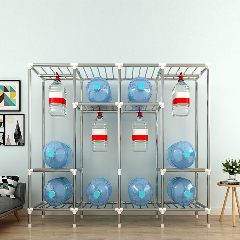 Contemporary Wardrobe Armoire Metal Armoire with Garment Rod for Home