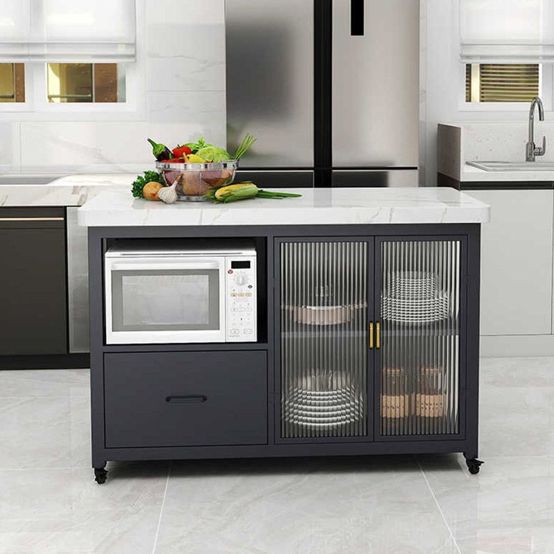 Modern Prep Table Rectangular Rolling Dining Room Kitchen Trolley