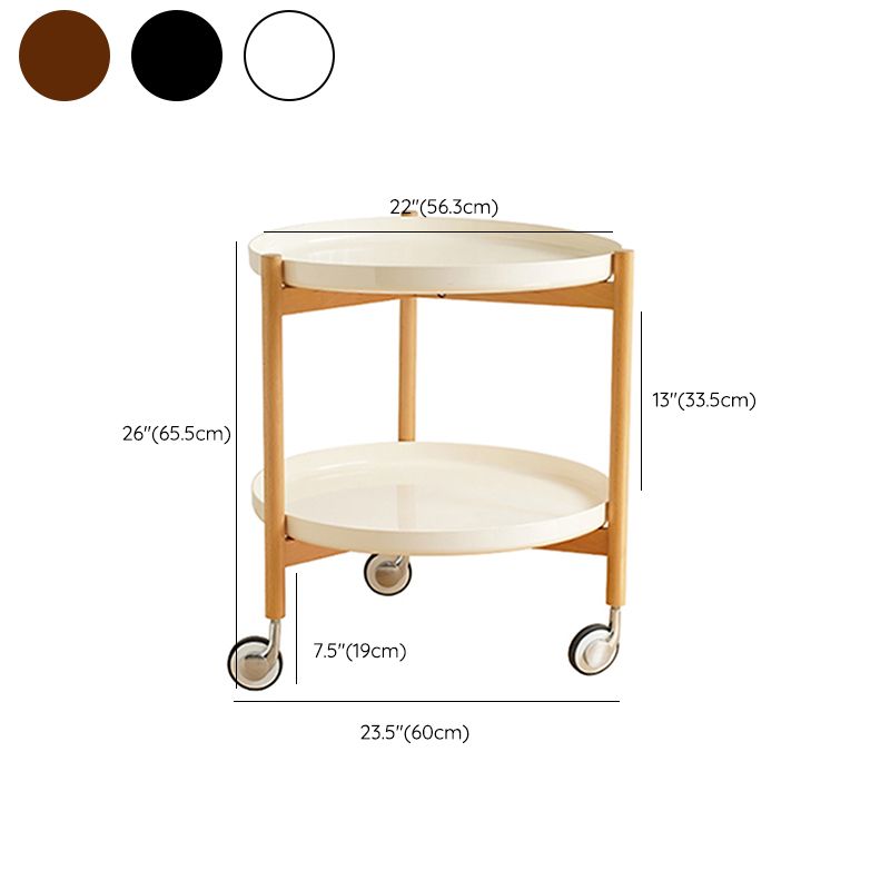 Dia 22.2" Round Side Table Modern Tray Top End Table with Casters