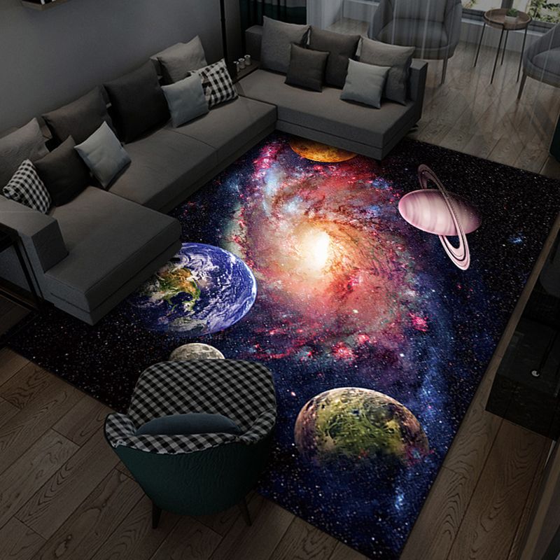 Modern Style Space Rug Living Room Carpet Polyester Washable Area Rug