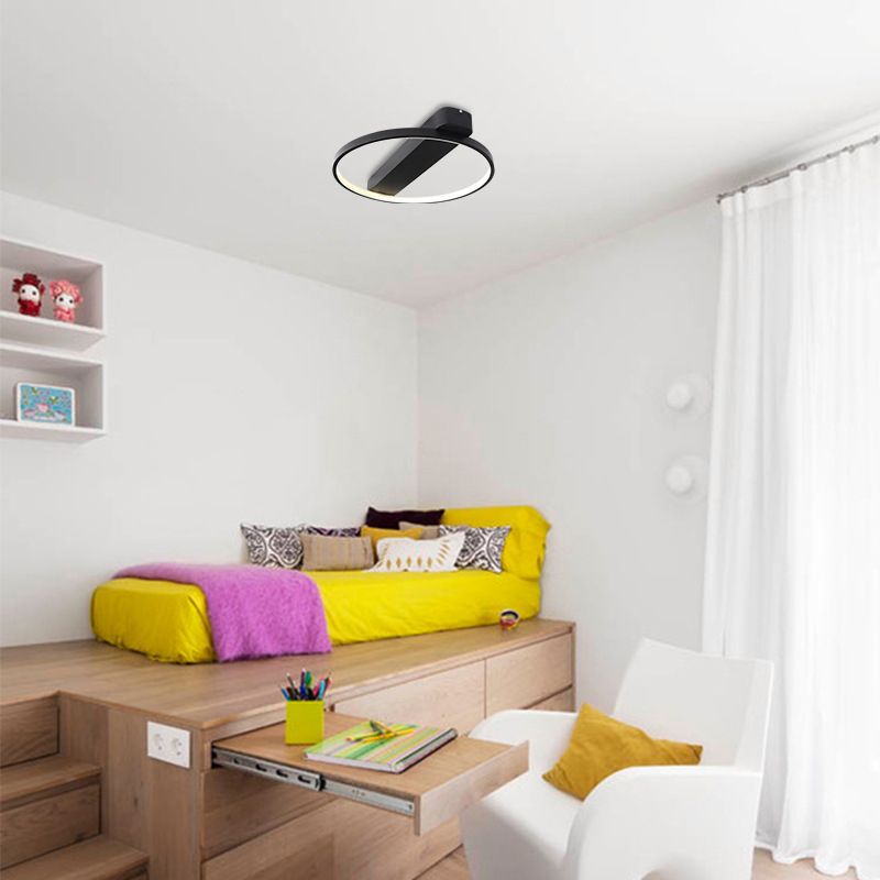 Ring Acrylic Flush Light Modern 18"/25.5" Wide LED Black/White Ceiling Lighting Fixture for Living Room