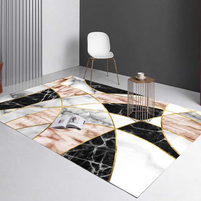 Rapis de zone moderne noir tapis lavable de couleur de couleur polyester pour décoration intérieure