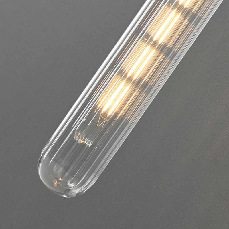 Black / Gold 1 - Light Wall Light Glass Tube Shade Solid Brass Wall Sconce