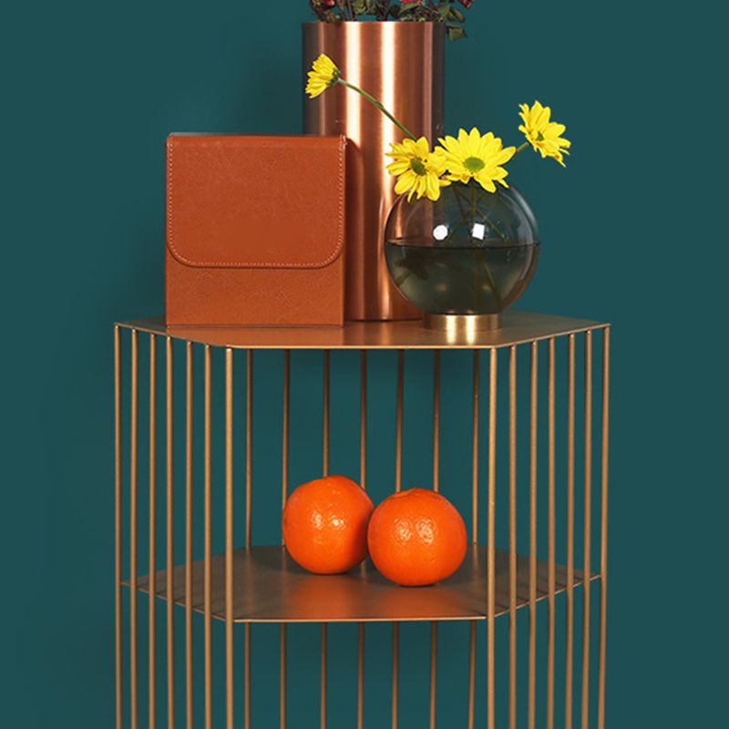 Hexagon Top Side Table Mid-Century Modern Ironcraft Frame End Table