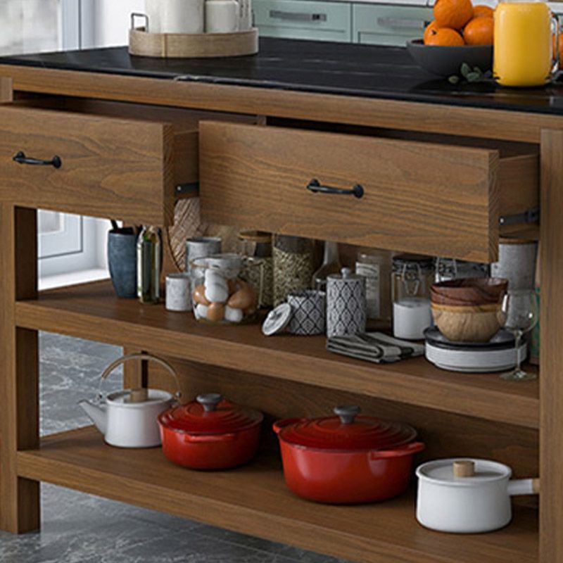 Dining Room Kitchen Island Table Open Storage Marble Prep Table