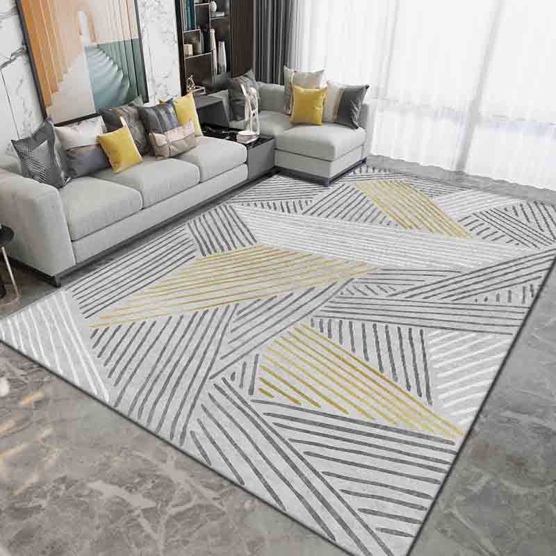 Gray Modern Rug Polyester Graphic Indoor Rug Non-Slip Backing Rug for Sitting Room