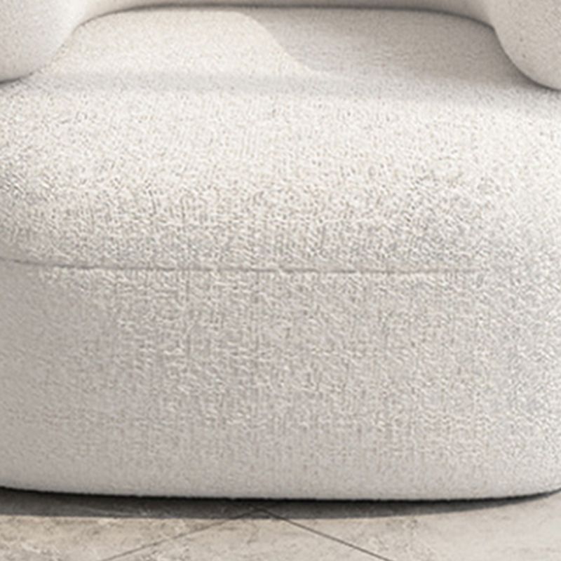 Curved Wool Sofa White Contemporary Sloped Armed Sofa - 33.46" D
