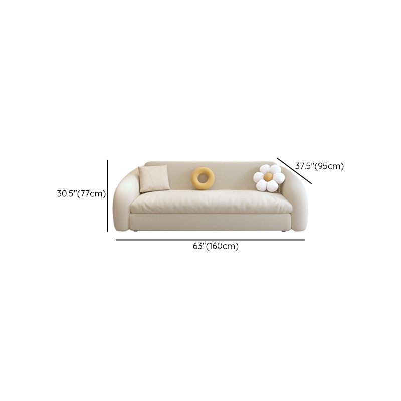37" Wide Scandinavian Sofa Futon White Upholstered Foldable Sleeper Sofa
