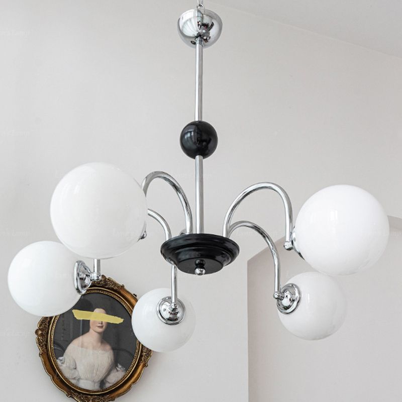 Contemporary Minimalism Hanging Pendant Light Glass Globe Chandelier for Living Room