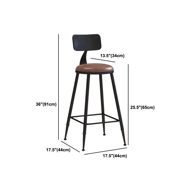 Contemporary Metal Barstool Wood Counter Stool in Matte Finish for Indoor