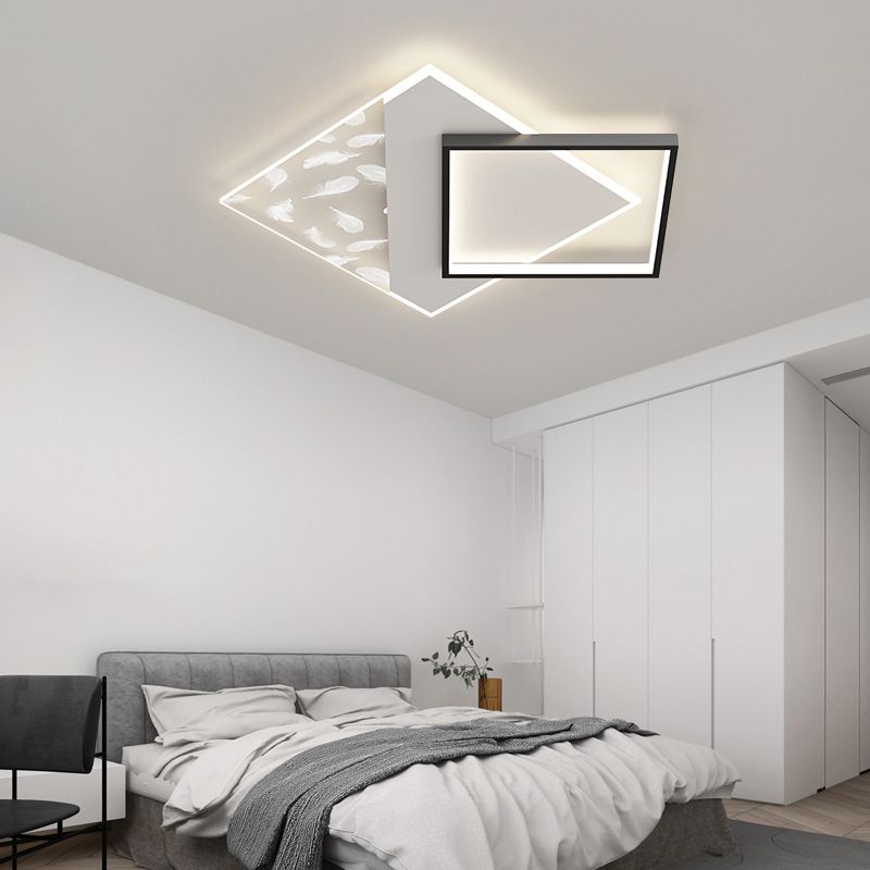Forme géométrique LED plume plafonnier moderne en aluminium 2 lumières encastré pour chambre à coucher