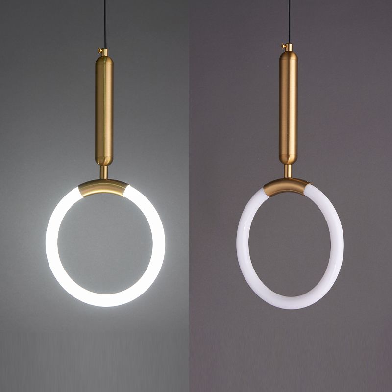 LED Ring Shape Hanging Light Fixture Modern Simple Style Living Room Pendant Light