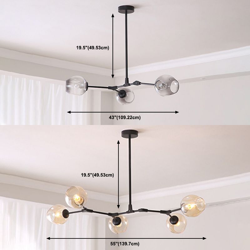 Contemporary Transparent Glass Chandelier Light Fixtures Living Room Hanging Chandelier