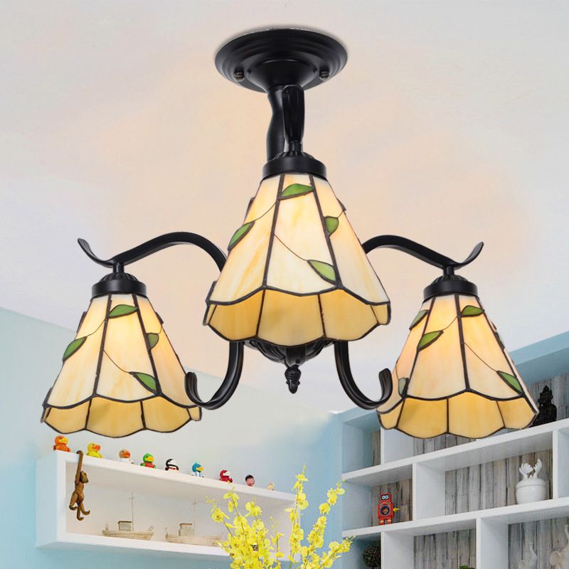 3/5 luci semifulto con lampada semi-filo in vetro colorato in stile Tiffany in tonalità in rosso/blu/verde/blu-bianco per le scale