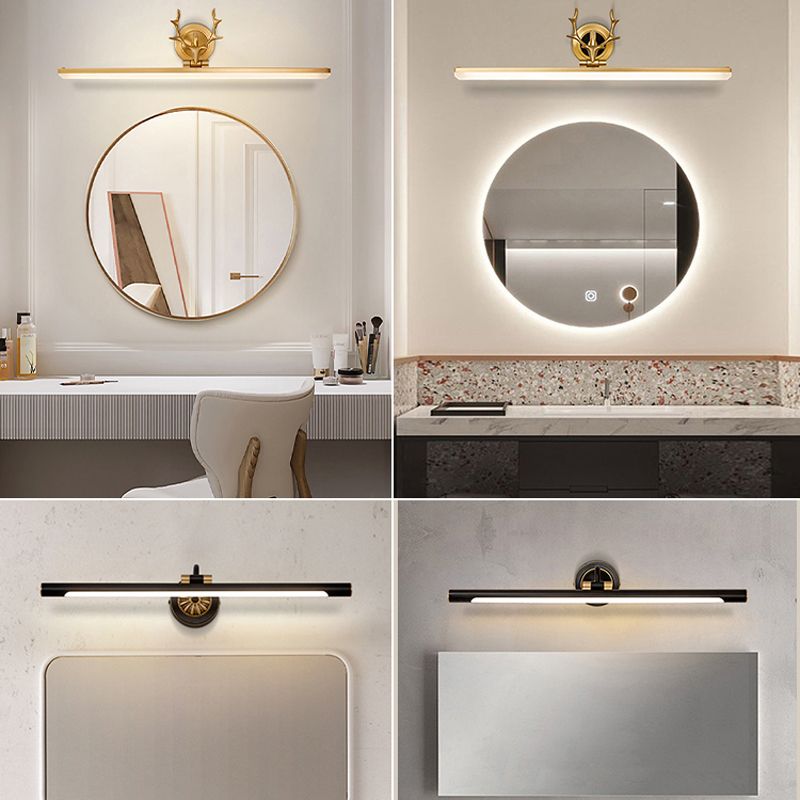 Modern Simple Copper Makeup Mirror Lamp Nordic LED Mirror Light Fixture for Bathroom