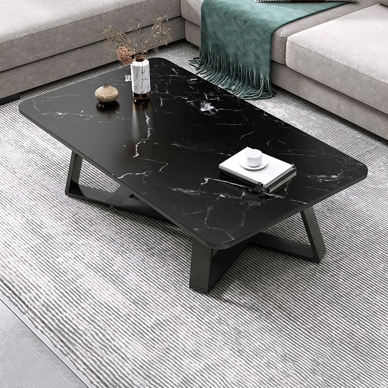 Cross Table Base Design Rectangular Faux Wood Table Ornate Style Coffee Table