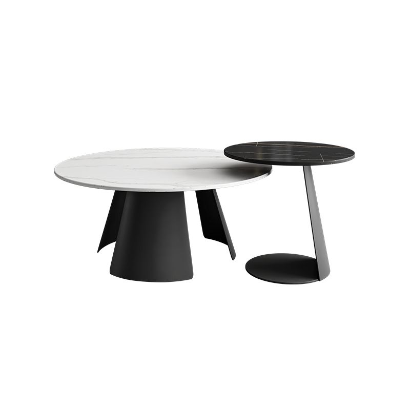 Modern Fixed Top Coffee Table Round Steel Abstract Cocktail Table
