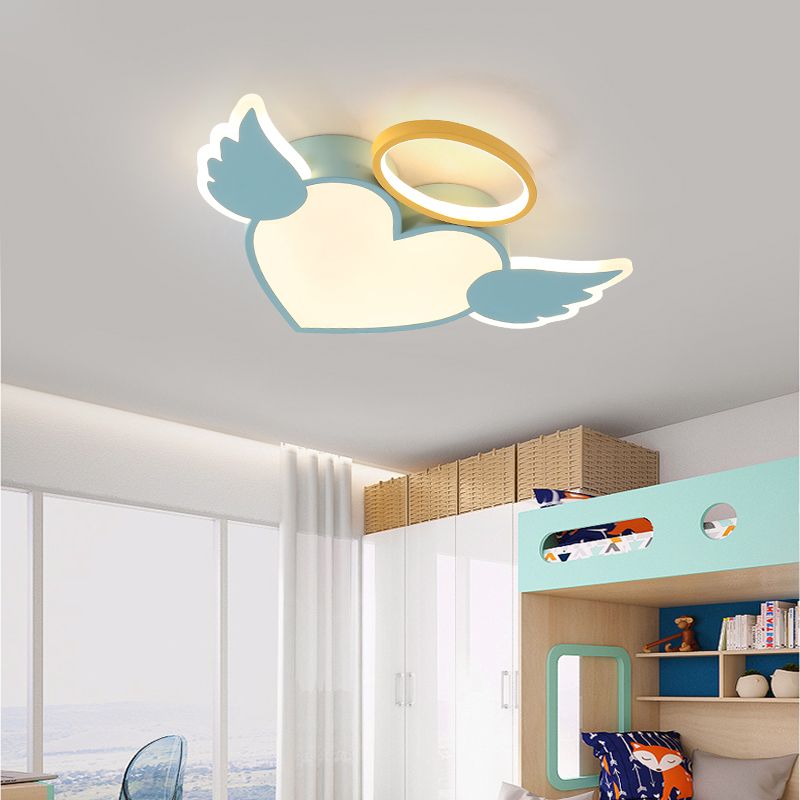 Kids Heart Flush Mount Metal Nordic Ceiling Light Fixture for Children's Room
