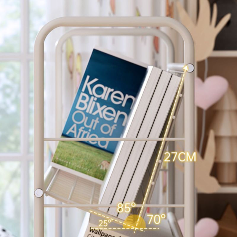 Standard Open Back Bookshelf Metal Metal White Contemporary Bookcase