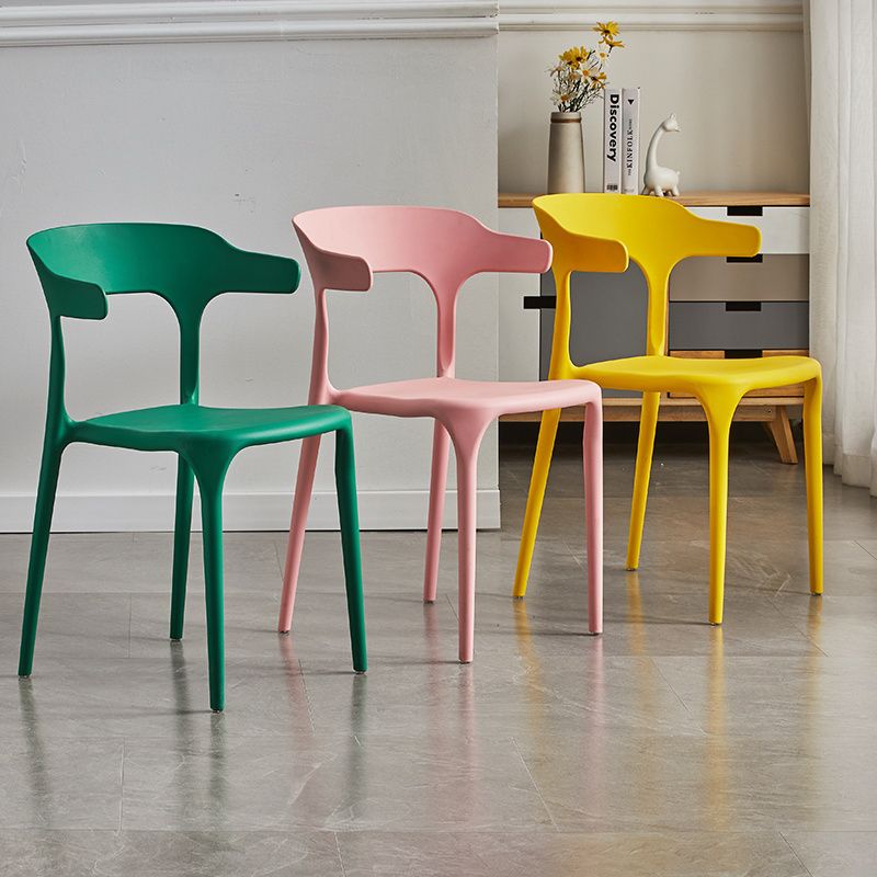 Ensemble de chaise de salle à manger en plastique à dossier ouvert empilable de chaise latérale moderne à la maison