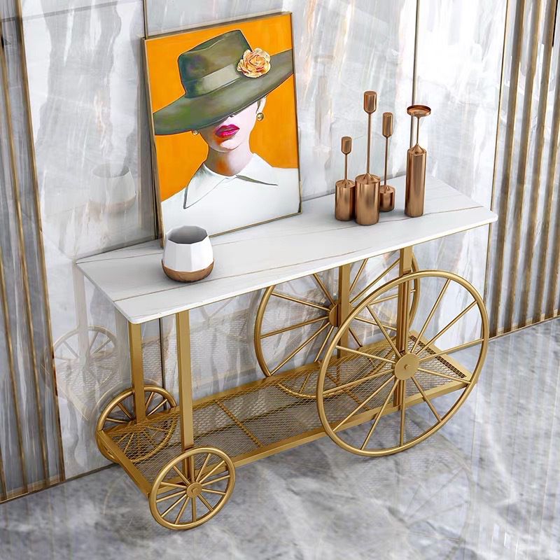 Glam Rectangle Accent Table Antique Finish Console Sofa Table
