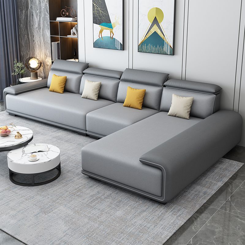 30.3"H Modern Faux Leather Square Arm Sofa & Chaise for Living Room