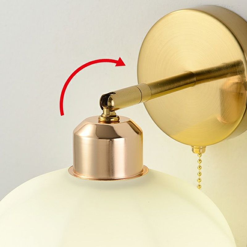 Nordic Style Iron Wall Light Dome Shape Adjustable Wall Lamp for Bedroom