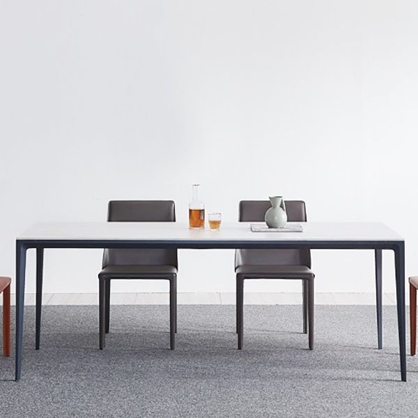 Minimalist Sintered Stone Standard Dining Table Rectangle Kitchen Dining Table with 4 Legs Base