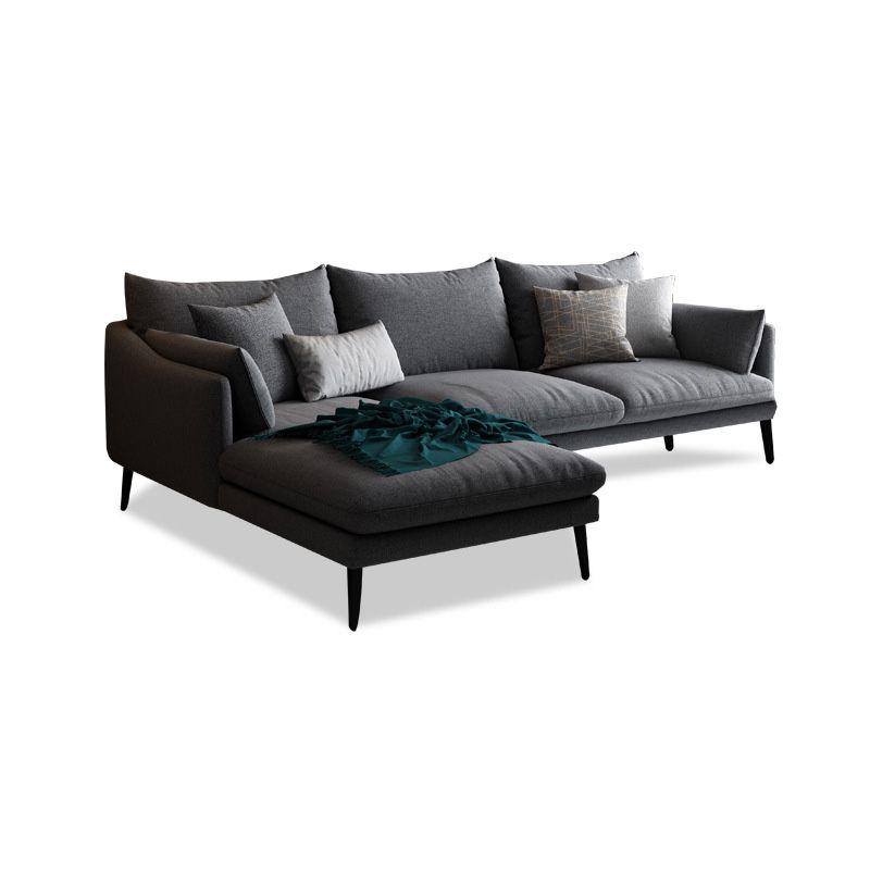 Gray 4/5-seater Sloped Arm Sectional Fabric Slipcovered Sectional