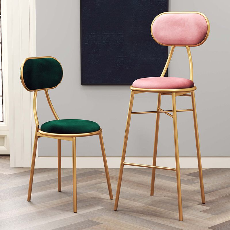 Nordic Low Back Bar-stool Round Seat Counter Bar Stool with Metal Legs