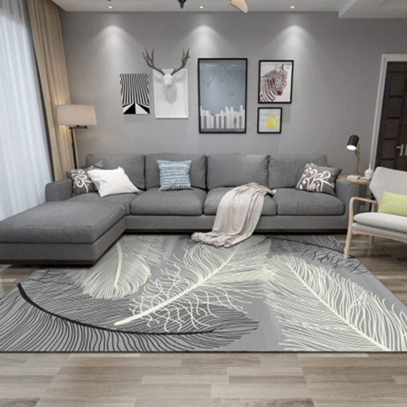 Multicolor Modern Area Rug Polyester Animals Print Rug Stain Resistant Indoor Rug for Living Room