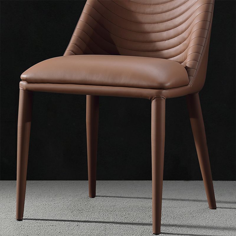 Parsons Side Chair Leather Metal Base Dining Chair for Dining Room