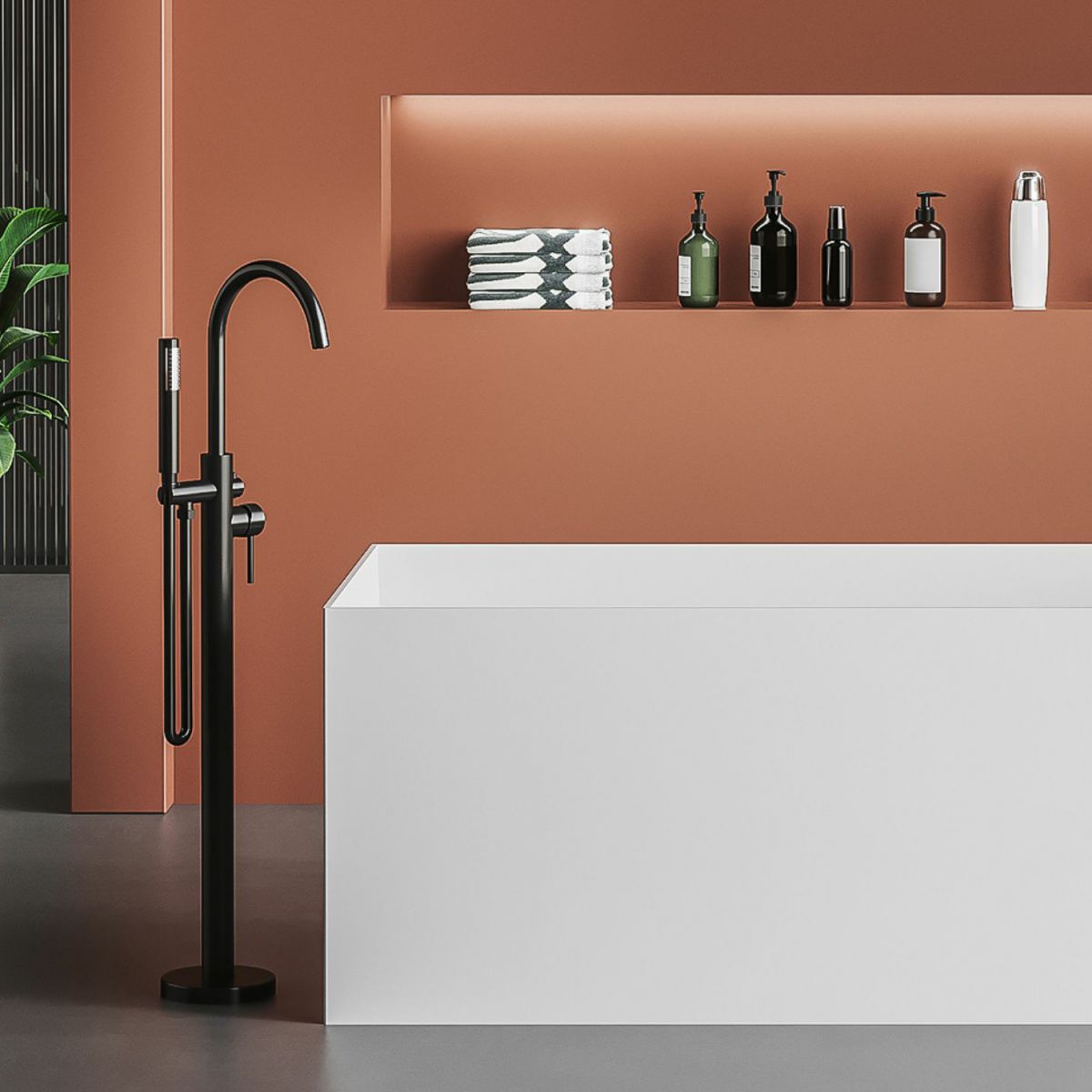 Modern Stone Rectangular Bathtub Antique Finish Flat Bottom Bath Tub