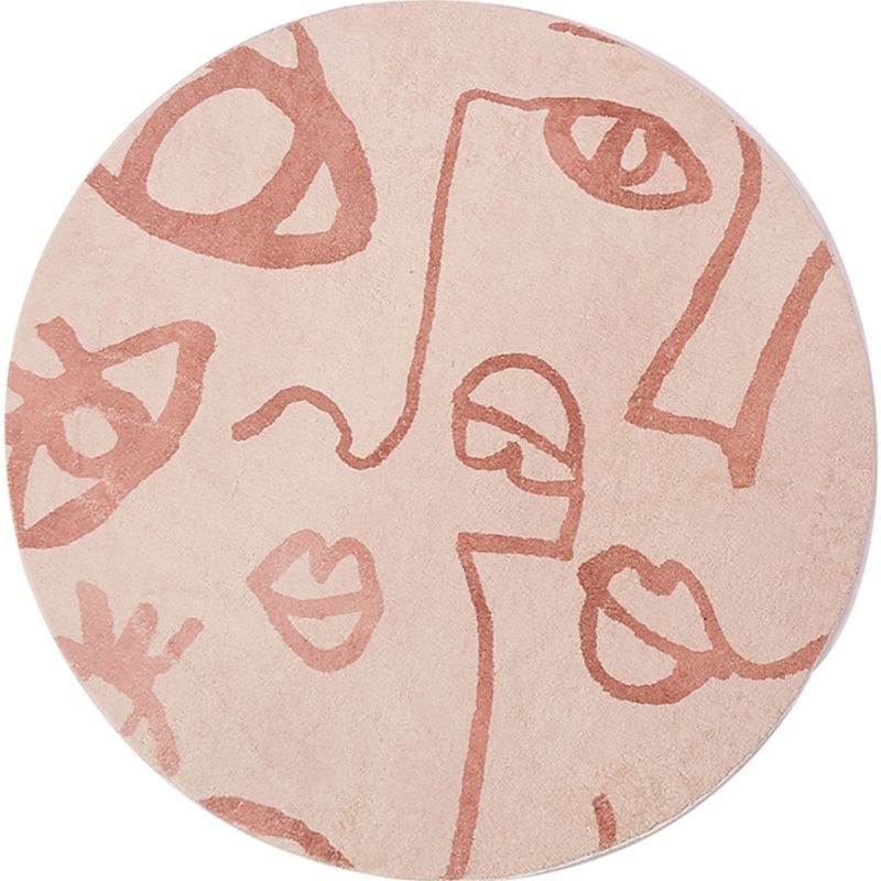 Pink Abstract Rug Polyester Modern Rug Pet Friendly Washable Non-Slip Area Rug for Living Room