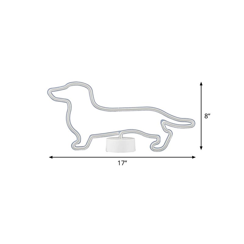 Plastic Dog-Shaped Wall Lamp Contemporary Battery Powered LED Nightstand Light in White