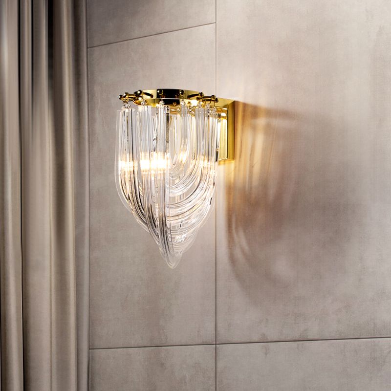 Clear Glass Geometric Wall Sconce Modernist 1 Head Wall Lighting Fixture for Living Room