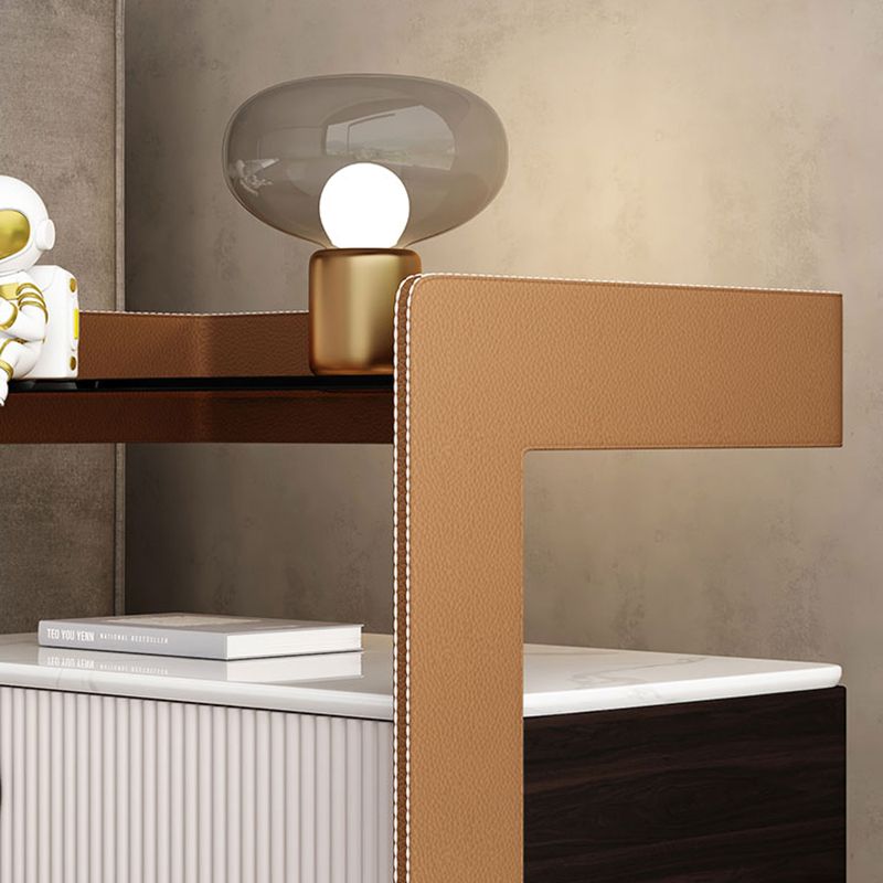 Wood Night Stand 18.9" Tall 1 - Drawer Nightstand with Tempered Glass Top