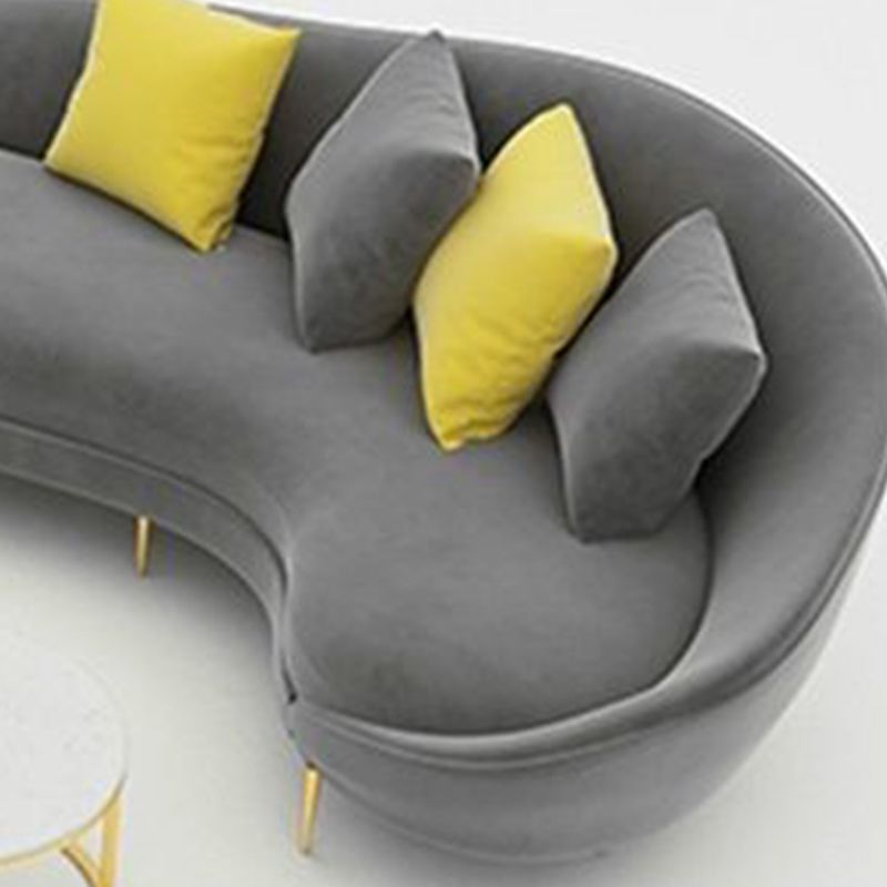Sloped Arm Curved Sofa ,Wool Contemporary 38.19" W Sofa for Apartment