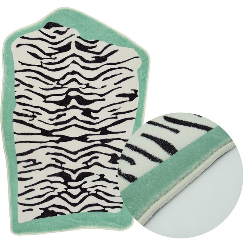 Creative Novelty Shape Carpet Modern Zebra Print Carpet Washable Polyester Rug with Non-Slip Backing