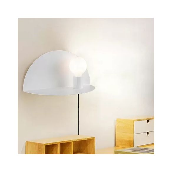 Open Bulb Kids Bedroom Wall Light with Half-Circle Metal 1 Light Nordic Style Sconce Light