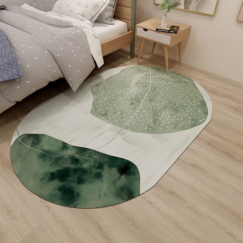 Fresh Watercolor Indoor Rug Modern Creative Oval Carpet Polyester Stain Resistant Rug for Bedroom