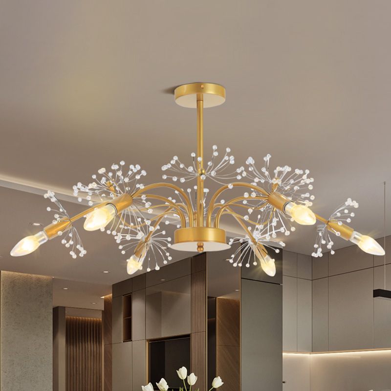 Kit de luz colgante de oro de oro posmoderna 7 cabezas de araña de cristal luz colgante