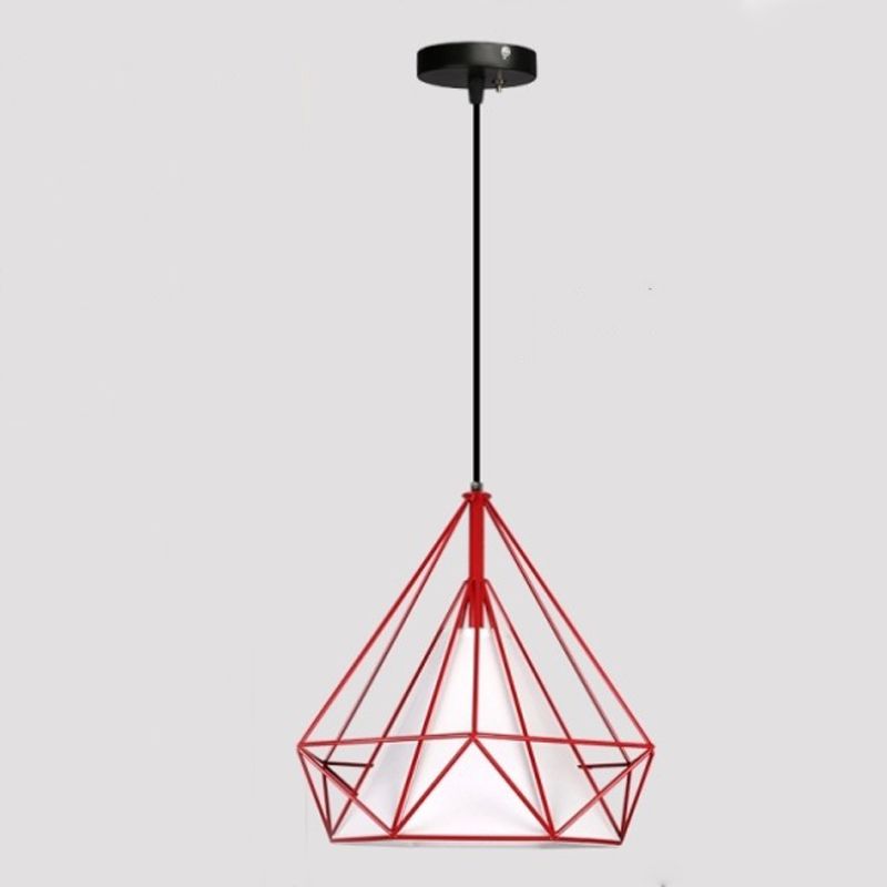 Tissu 1-Light suspendu luminaires avec une teinte à la cage, lumière de style simple nordique