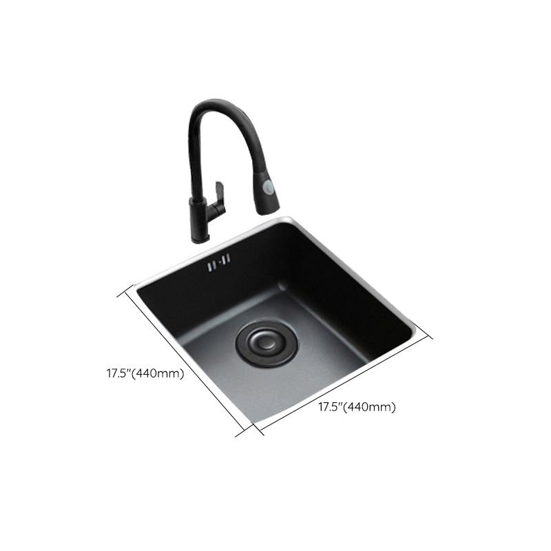 Black Stainless Steel Sink Single Bowl Undermount Sink with Basket Strainer
