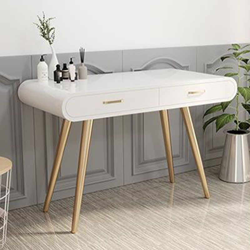 Glam Makeup Counter with 2 Drawers in White Vanity Table for Bedroom