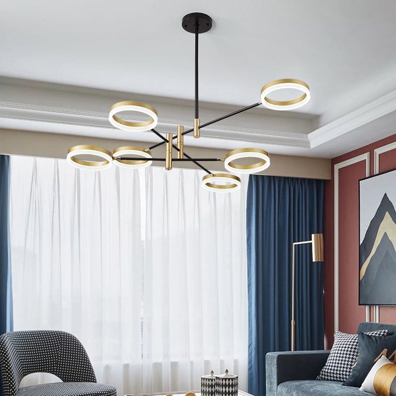 ANELLO REGOLABILE ANELLO LAMONO Postmoderno soggiorno acrilico LED LED LUCE IN NERO GOLD